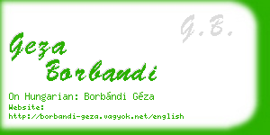 geza borbandi business card