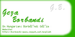 geza borbandi business card